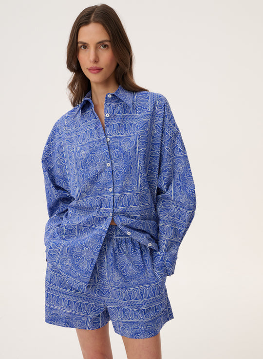 Loose-Fit Cotton Shorts with a Bandana Pattern - Vigo