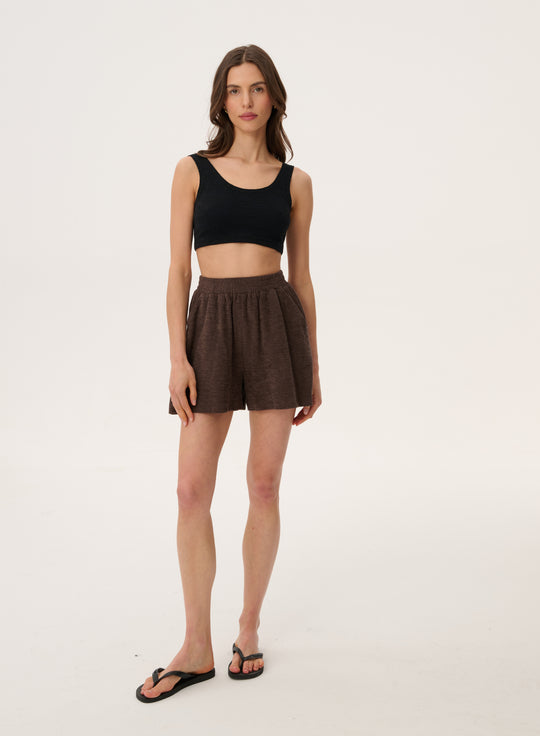 Brown loose-fit cotton shorts - Vitto