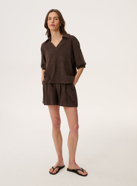 Brown loose-fit cotton shorts - Vitto