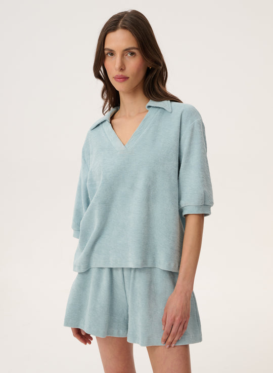 Loose-fit cotton shorts in blue - Vitto