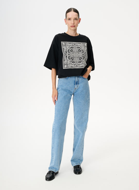 T-shirt oversize z nadrukiem bandany w kolorze czarnym - Weston