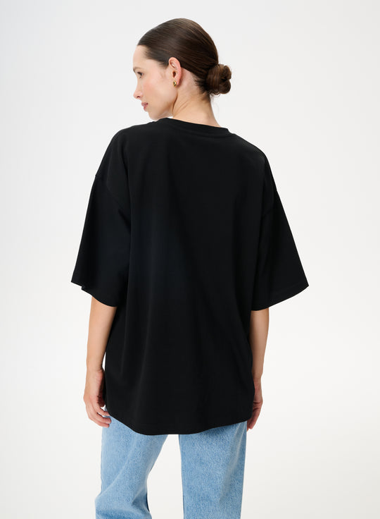 T-shirt oversize z nadrukiem bandany w kolorze czarnym - Weston