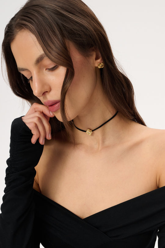 24k Gold Plated Flower Choker - Lylah