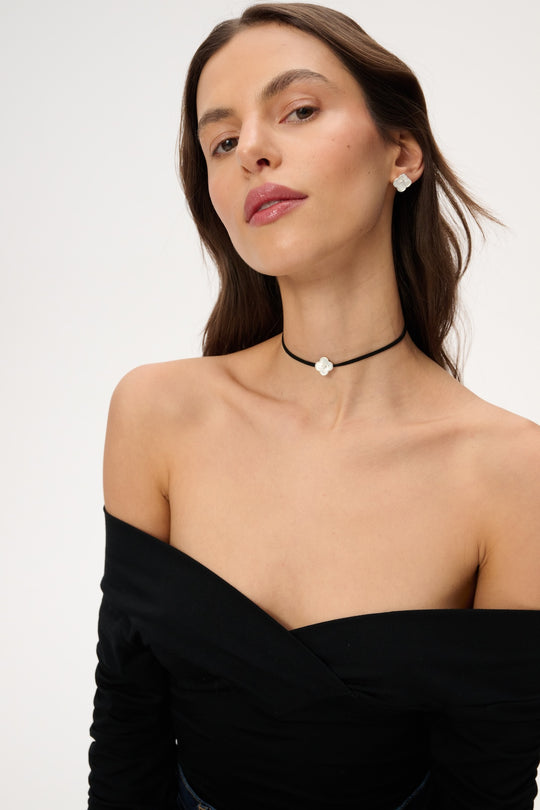 Flower-shaped choker, 999 silver-plated - Lylah