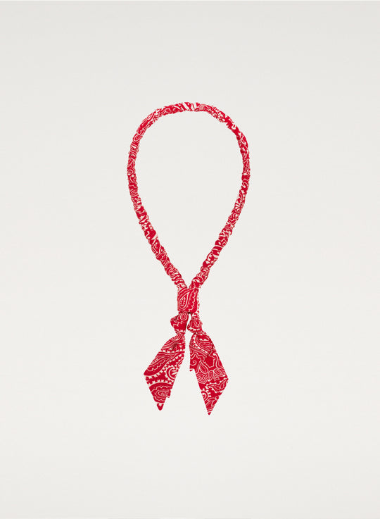 Red fabric necklace with print - Adele
