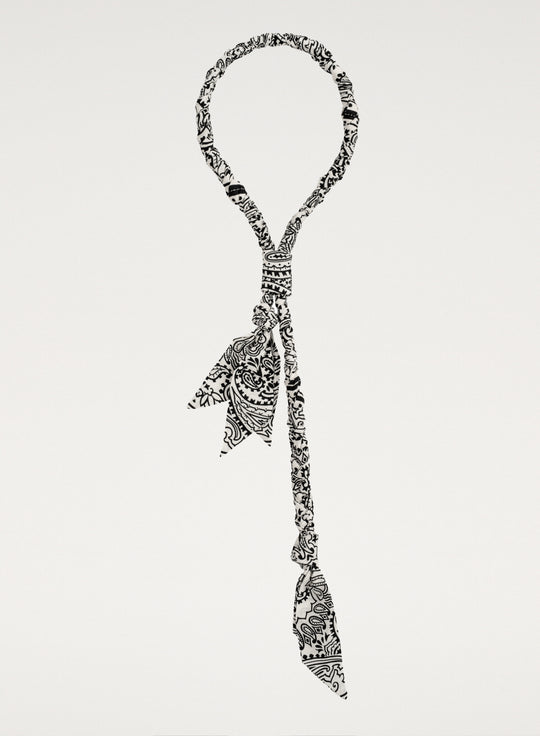 Ecru fabric necklace with print - Adele