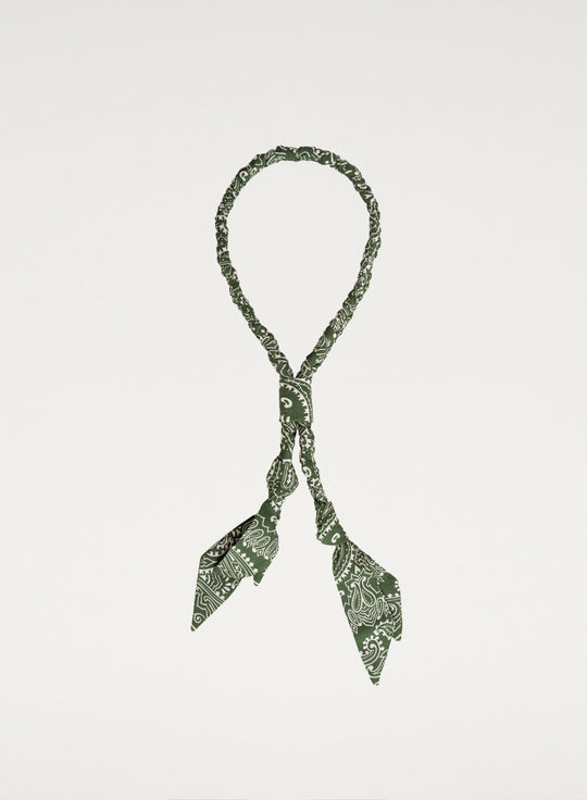Green fabric necklace with print - Adele