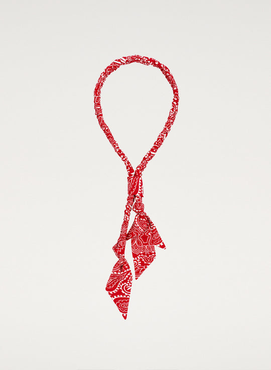 Red fabric necklace with print - Adele