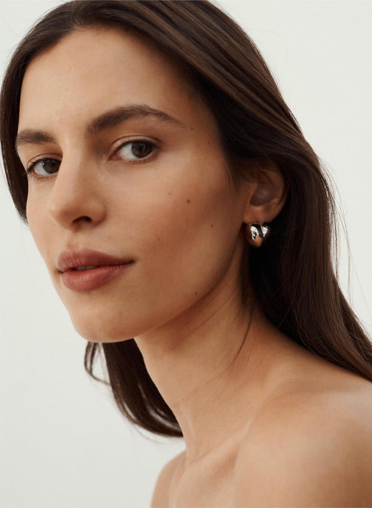 Silver heart-shaped earrings - Coco
