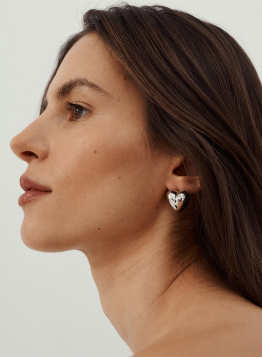 Silver heart-shaped earrings - Coco