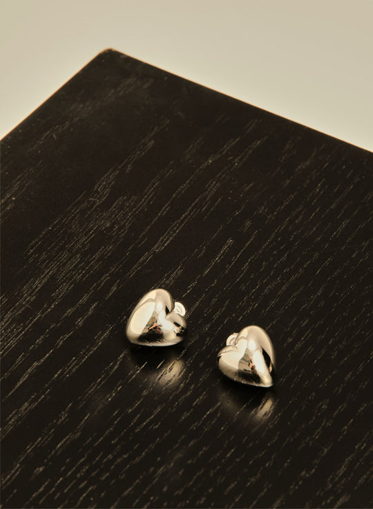 Silver heart-shaped earrings - Coco