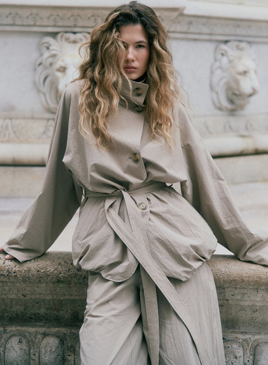 Beige cotton bubble jacket - Penelope