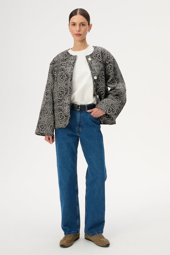 Viscose jacket with bandana print in brown - Hana
