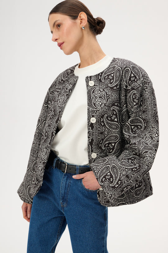 Viscose jacket with bandana print in brown - Hana