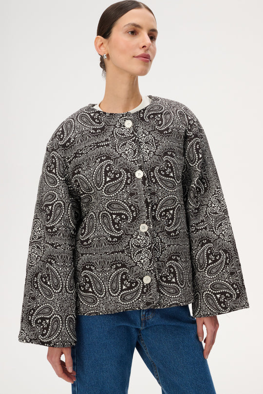 Viscose jacket with bandana print in brown - Hana