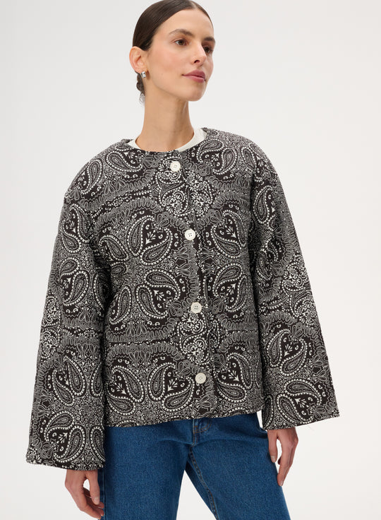 Viscose jacket with bandana print in brown - Hana