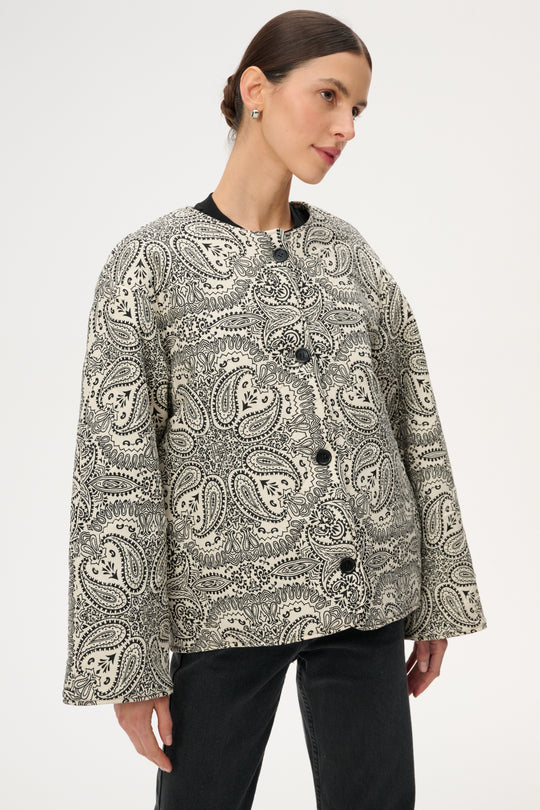 Ecru viscose jacket with bandana print - Hana