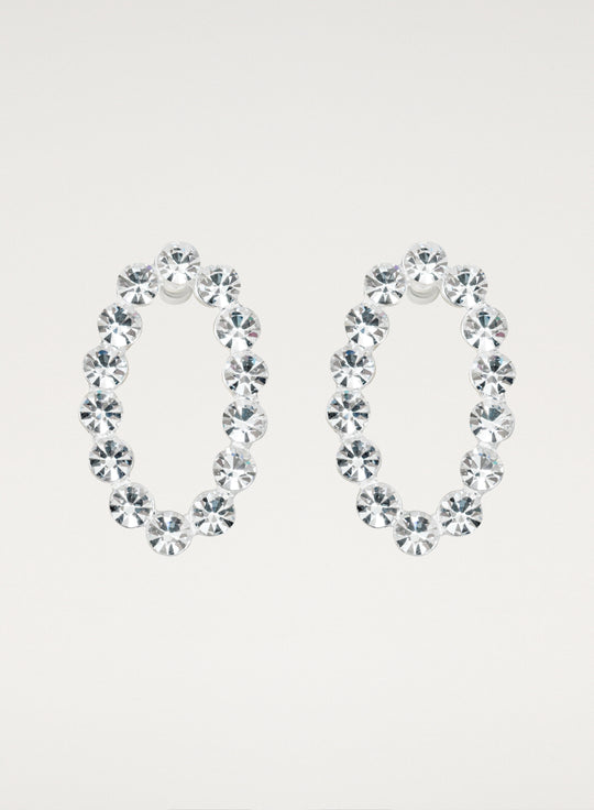 Silver-plated earrings decorated with crystals - Jazz mini (pair)