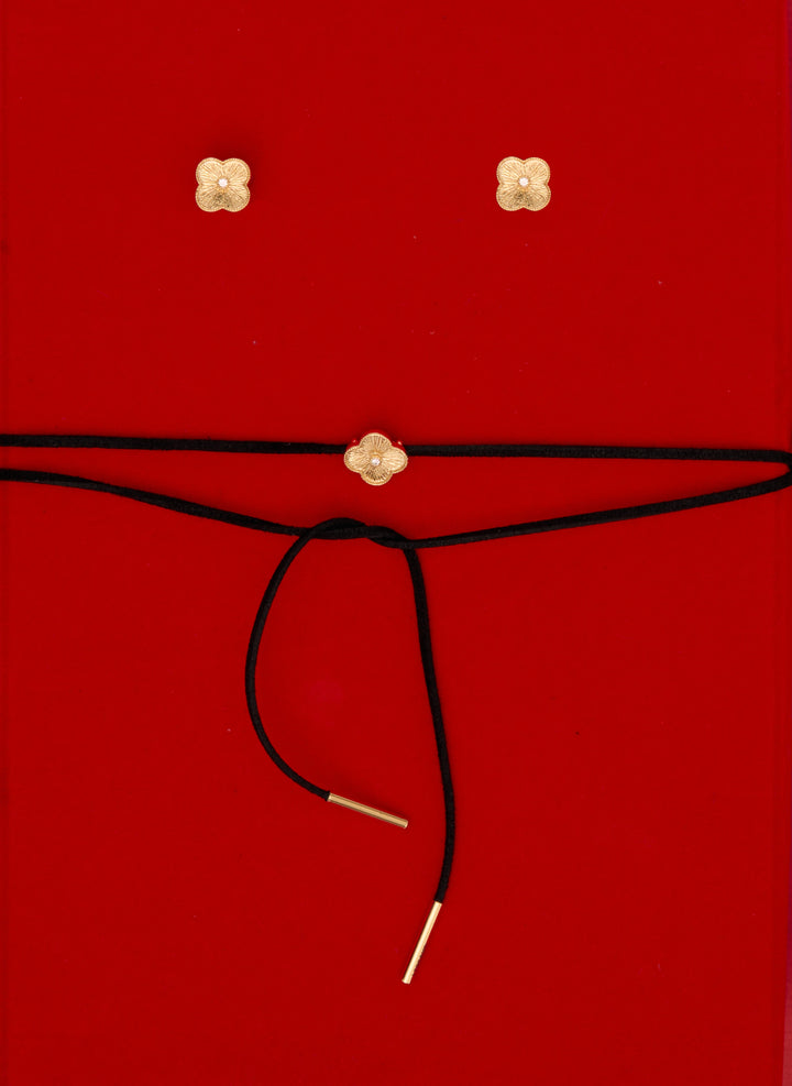 Zestaw kolczyków Quinn i chokera Lylah w złotym kolorze