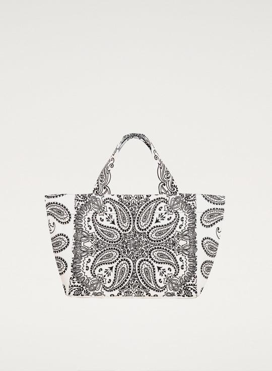 Torba mini typu shopper ecru z printem - Mia