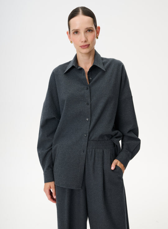 Cotton wide-leg trousers in grey - Franco