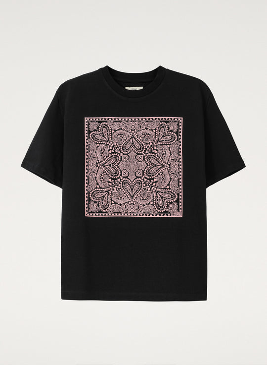 Cotton T-shirt in black with a print - Valentine